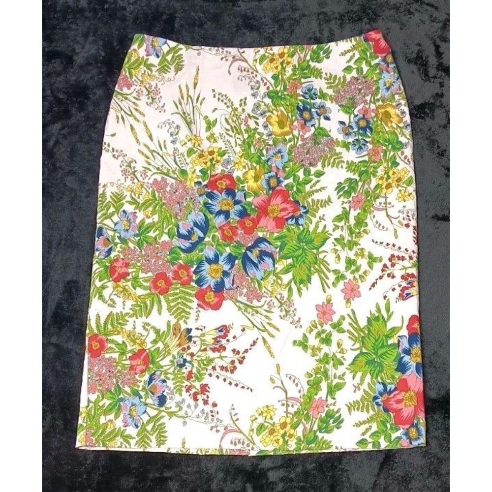Linda Mathews Pencil Skirt M Floral Wildflowers Office Siren Grandmacore Retro